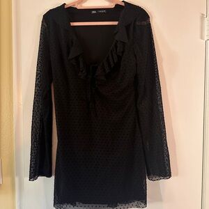 Zara tie front mini shift dress